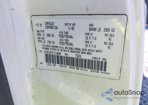 1996 Dodge Ram 1500 from USA, damaged, VIN 1B7HC16Y3TJ116840